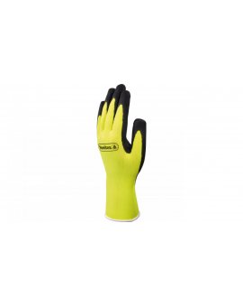 Rękawice dziane z poliestru fluorescencyjnego powlekane pianką lateksową żółto-czarne rozmiar 9 VV73309