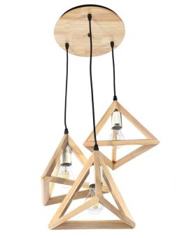 Wooden hanging lamp 3 x E27 triangles PZE-903