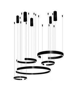 Black hanging lamp 5 circles 264W DL-I02 + remote control