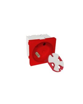 Modularne gniazdo elektryczne ALANTEC 2P+Z, 45x45, DATA z kluczem, czerwone PZ017