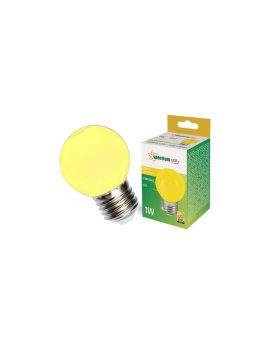 Żarówka LED E27 230V 1W kula żółta PVC