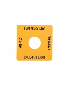 Tabliczka opisowa żółta 50x50mm EMERGENCY STOP SQT1 058874