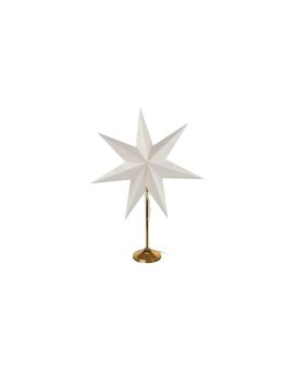 Dekoracje - świecznik złoty, papierowa gwiazda beżowa, 67x45 cm, na żarówkę E14, IP20 DCAZ15