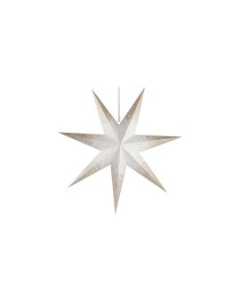 Dekoracje- gwiazda papierowa z brokatem na środku, biała, 60 cm, na żarówkę E14, IP20 DCAZ07