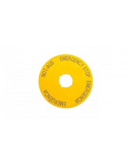 Tabliczka opisowa żółta okrągła EMERGENCY STOP (4 języki) M22-XAK2 216466