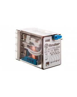 Przekaźnik miniaturowy 4P 7A 220V DC, przycisk testujący, mechaniczny wskaźnik zadziałania 55.34.9.220.0040